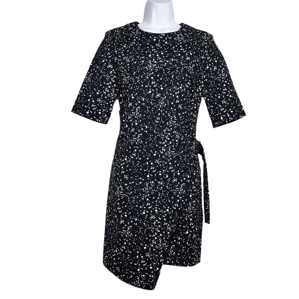 Kate Spade Womens Galaxy Black Splatter Print Buckle Over Dress Size 6 NWT